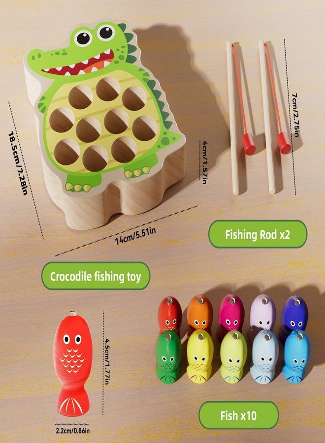 edutree Magnetic Wooden Fishing Toy for Toddlers 2-4, Crocodile Montessori Toys for 2 3 4 Year Old, Fine Motor Skills Early Educational Learning Toy for Kids Boys Girls - Image 4